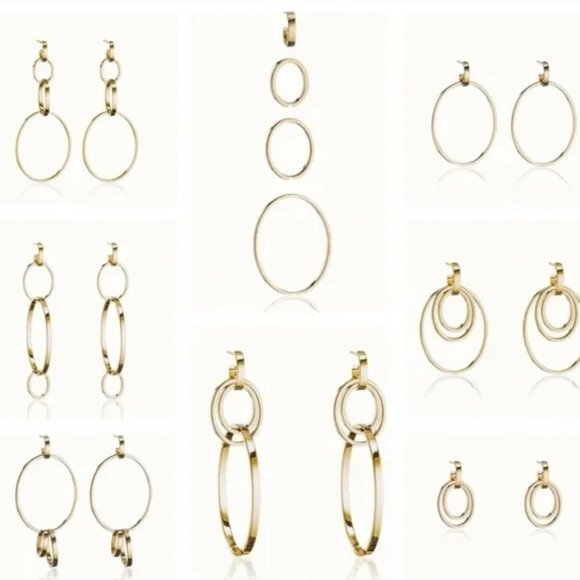 New Vita Fede Cassio Modular Convertible Earrings Gold Stainless Steel - Picture 13 of 13